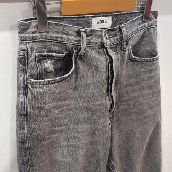 AGOLDE | Women's Mid Grey (Trip) 90's Straight Leg High-Rise Crop Jeans - Picture 6 of 12